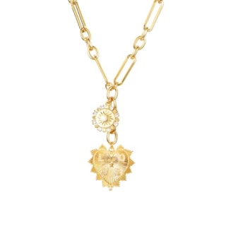 18K Gold Plated Sun Heart Pendant Necklace